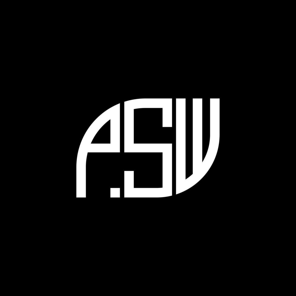 création de logo de lettre psw sur fond noir.concept de logo de lettre initiales créatives psw.conception de lettre vectorielle psw. vecteur