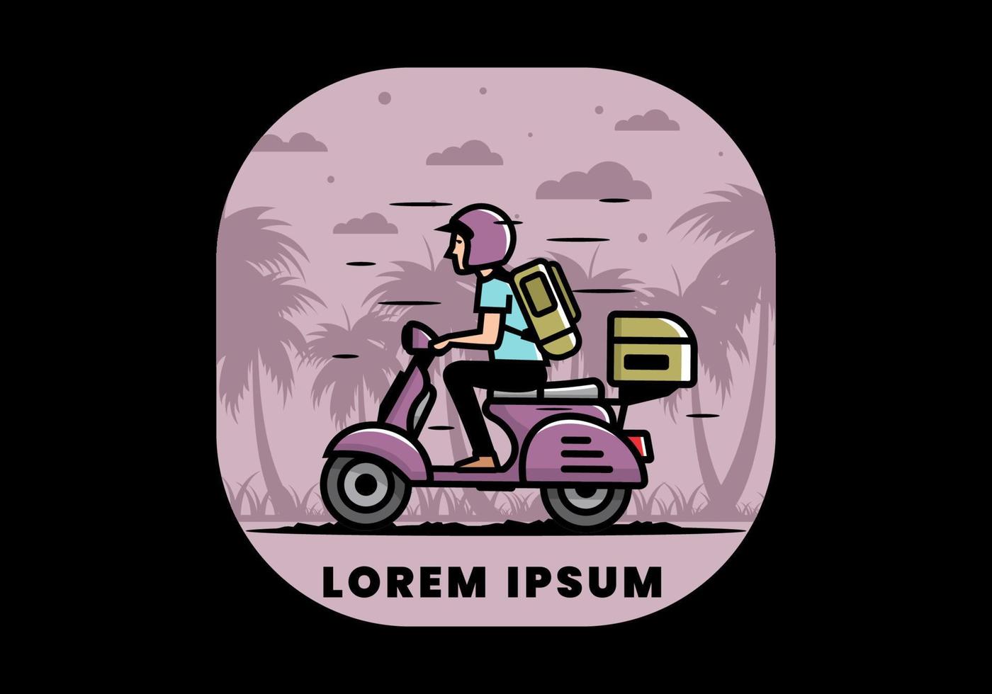 l'homme part en vacances en scooter illustration vecteur