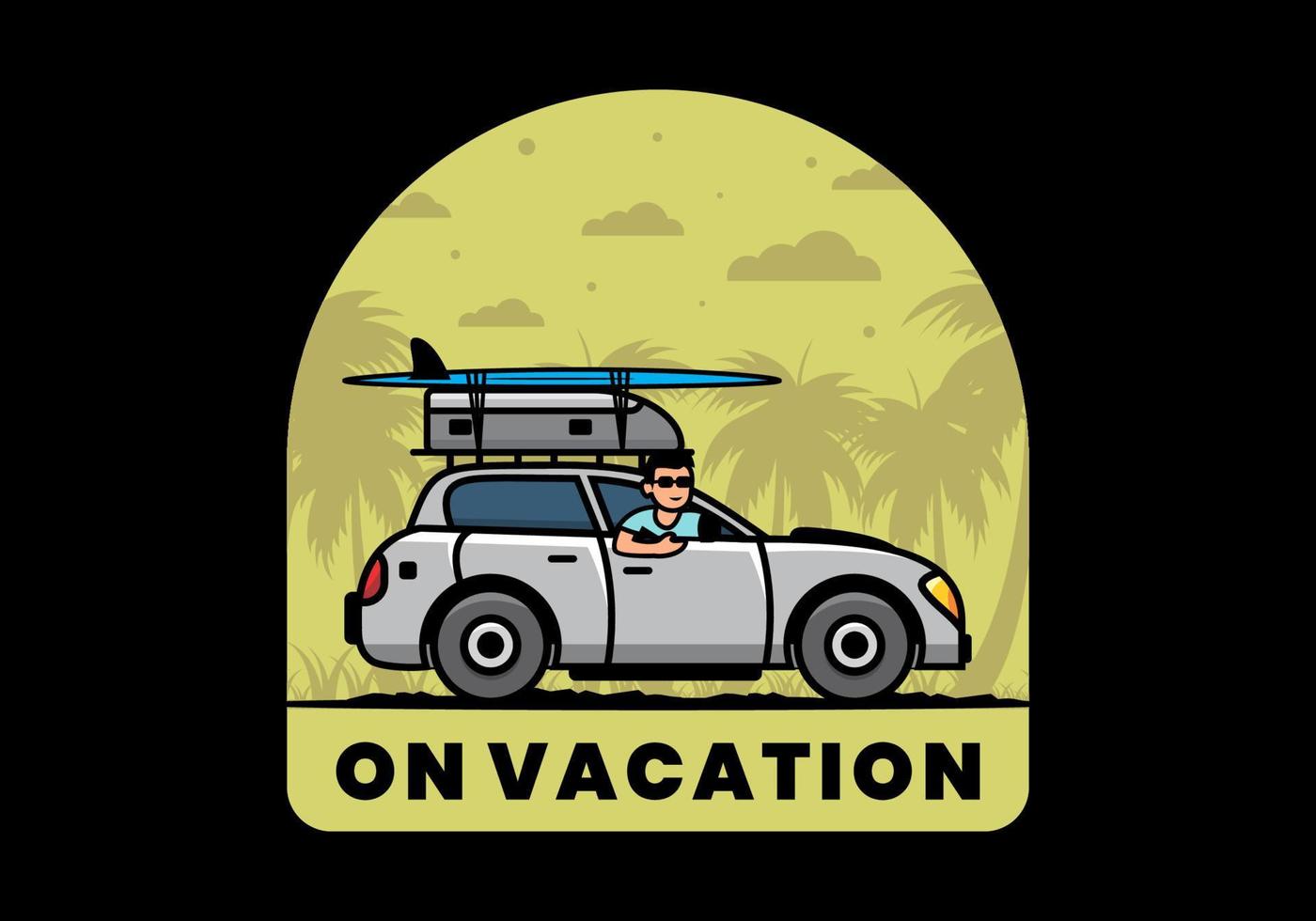 illustration d'un homme conduisant une voiture pour les vacances vecteur