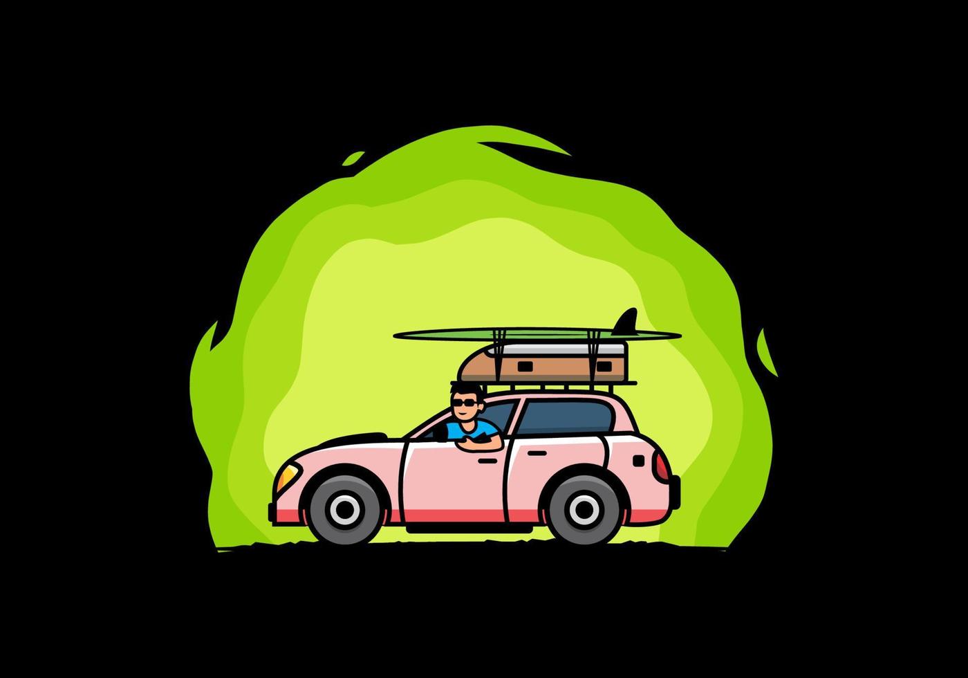 illustration d'un homme conduisant une voiture pour les vacances vecteur