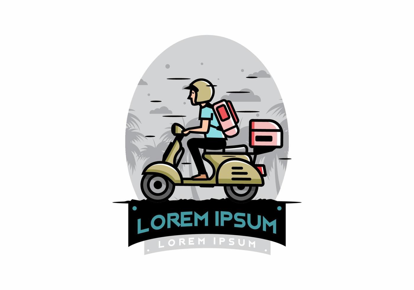 l'homme part en vacances en scooter illustration vecteur