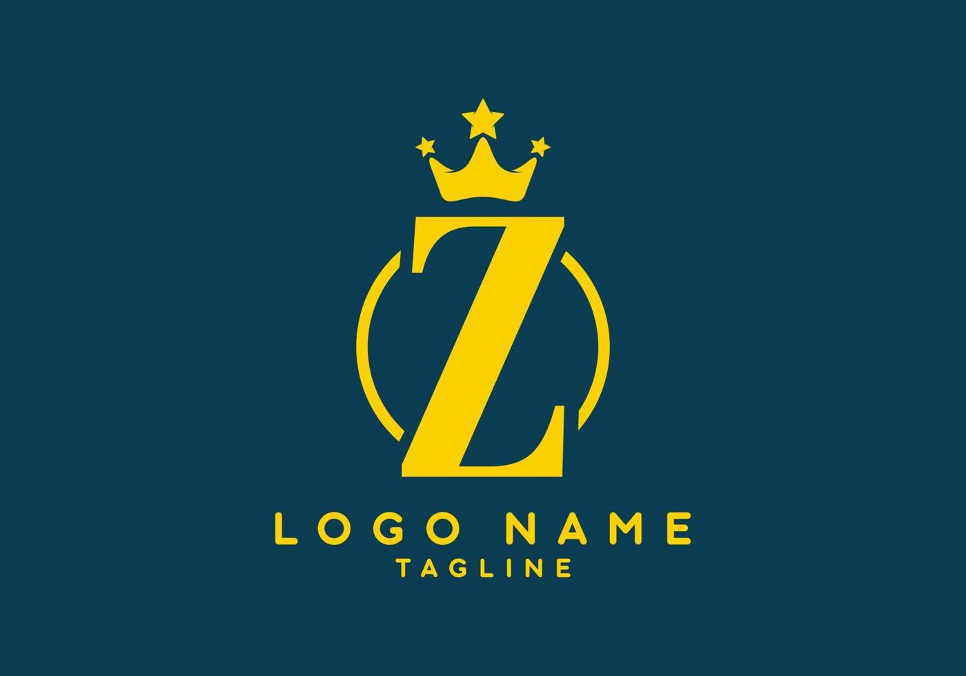 lettre initiale z jaune avec logo doré vecteur