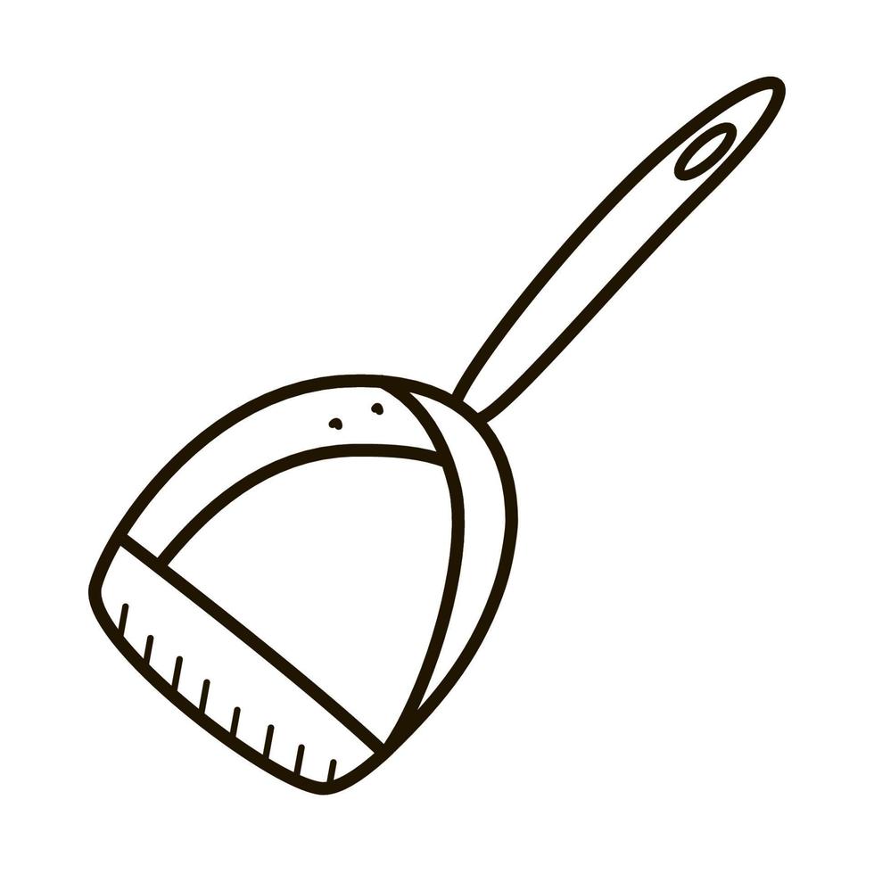 collecteur de poussière, icône de pelle à poussière pour le nettoyage, modèle de contour vectoriel, style doodle vecteur