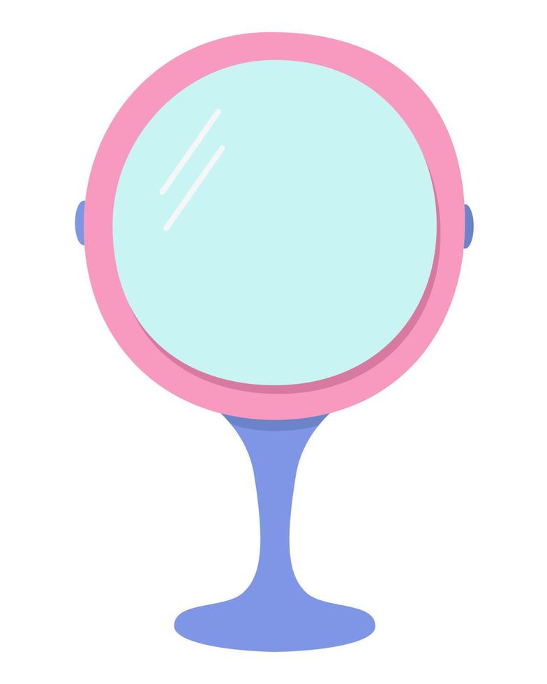 miroir de bureau pour le maquillage, élément de miroir vectoriel web doodle sur un support pour les procédures cosmétiques dans le salon de beauté ou à la maison. l'illustration est isolée sur blanc