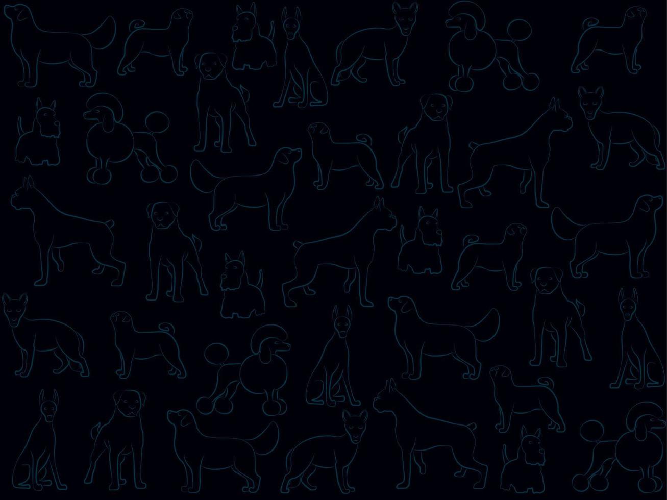 différentes races de chiens contour silhouette art dessin illustration vectorielle vecteur