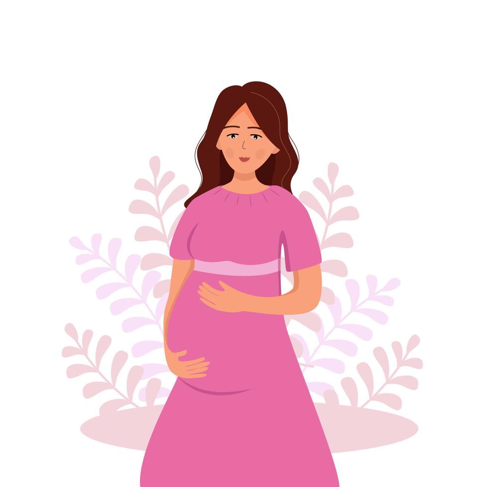 femme enceinte, illustration vectorielle, concept de santé et de soins de grossesse vecteur