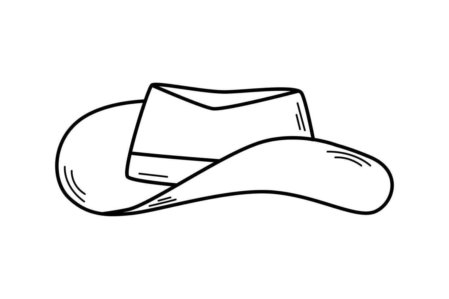 chapeau de cow-boy style doodle, illustration vectorielle d'un chapeau à bord. vecteur