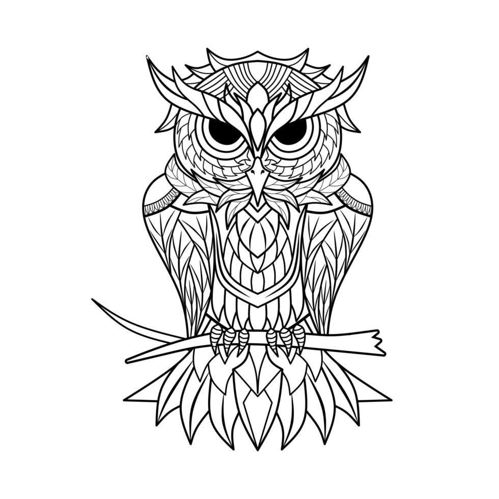 vecteur de hibou dessin au trait