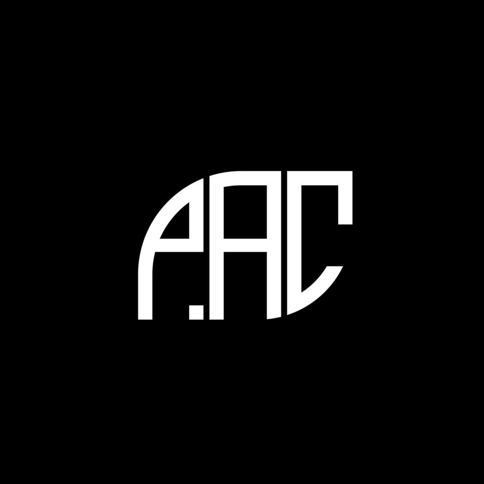 création de logo de lettre pac sur fond noir.concept de logo de lettre initiales créatives pac.conception de lettre vectorielle pac. vecteur