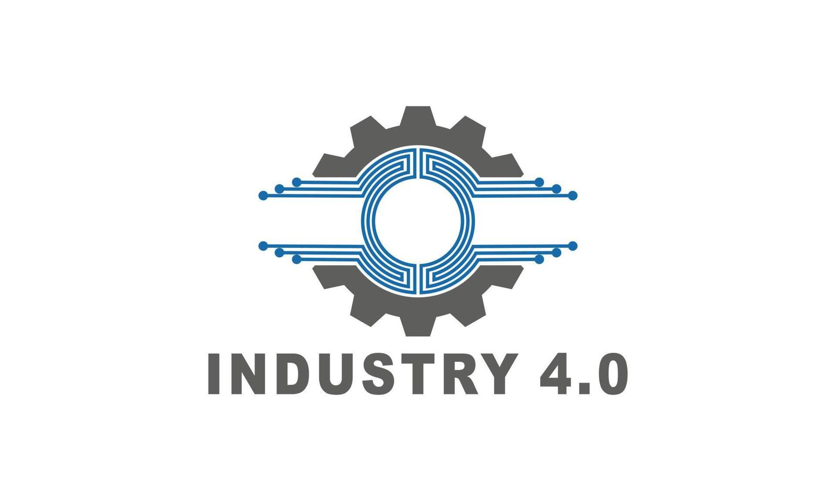 industrie 4.0 concept contrôle d'entreprise ou logo, usine mondiale et roue éclectique, concept de systèmes cyber-physiques, logo d'usine intelligente. vecteur