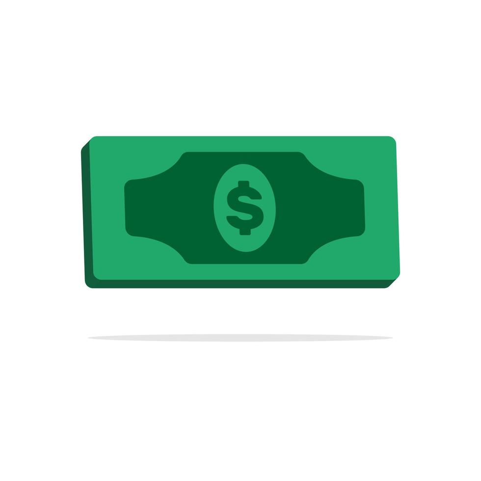 concept de billet de banque en dollars 3d dans un style de dessin animé minimal vecteur
