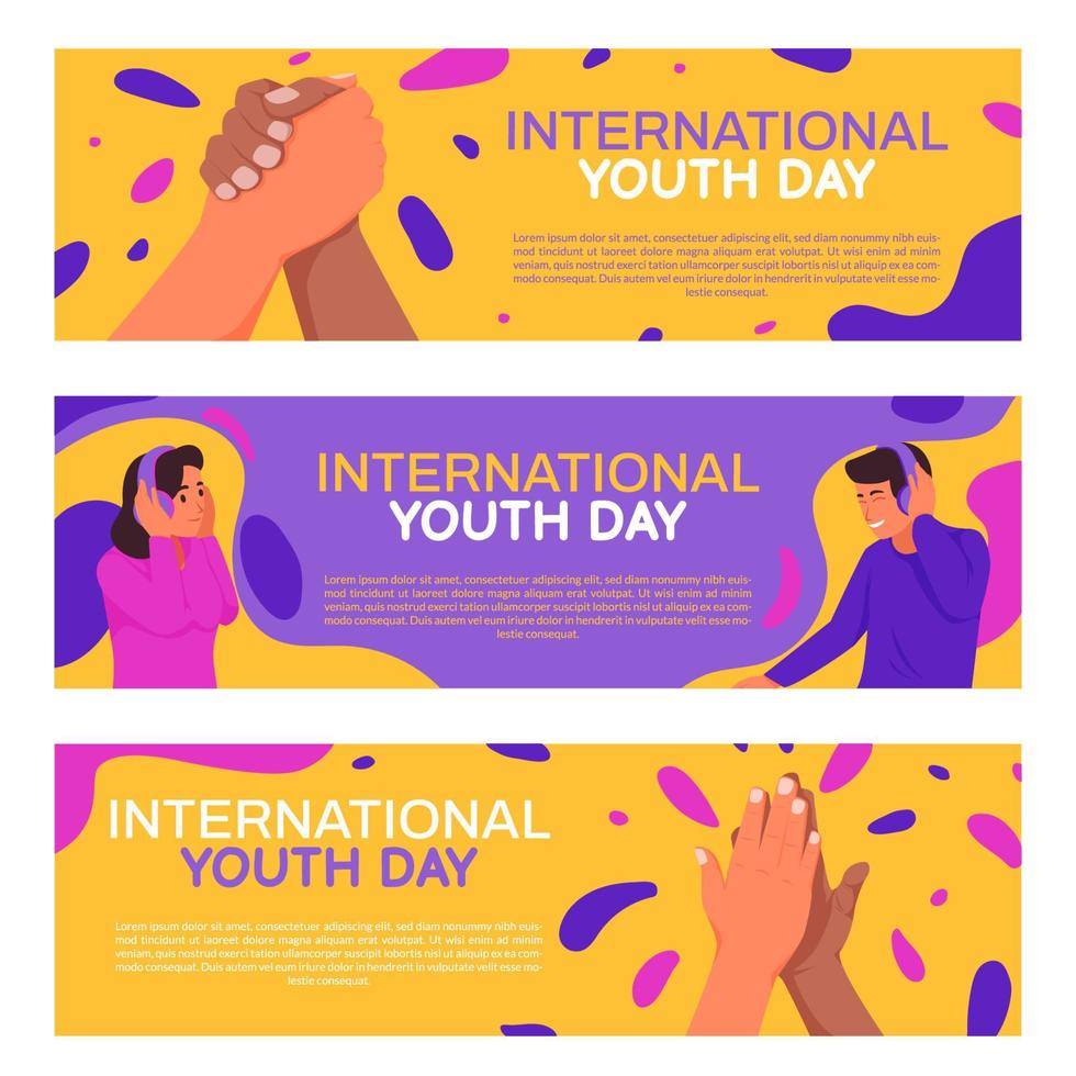 ensemble de bannières de la journée internationale de la jeunesse vecteur