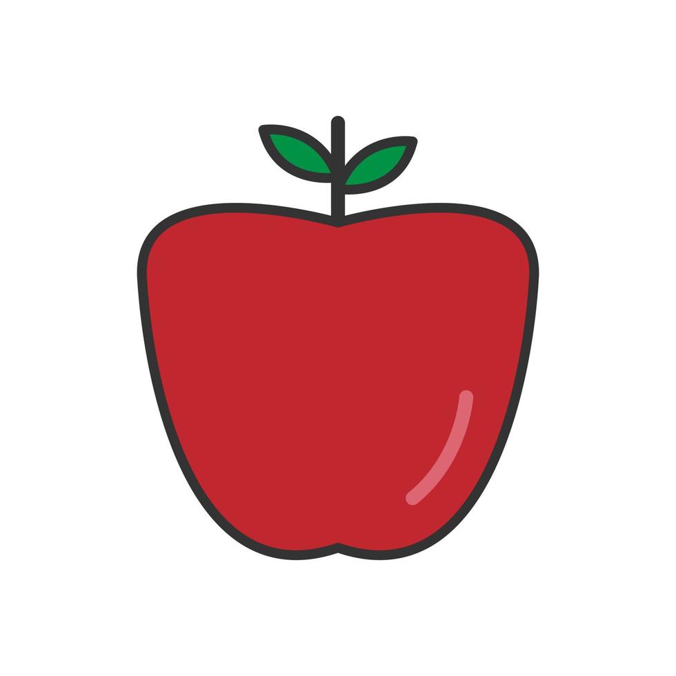 pomme rouge dans un style de dessin animé minimal vecteur