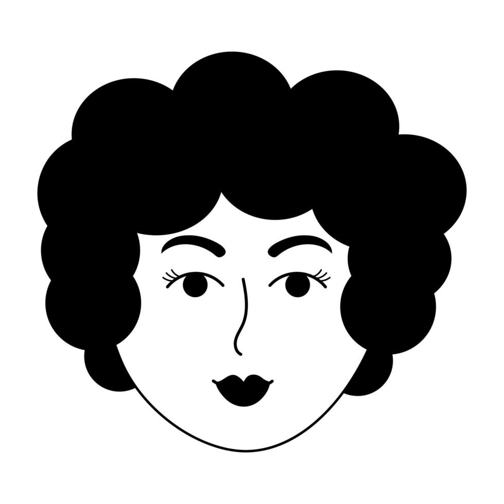 visage de femme africaine dans un style doodle. vecteur