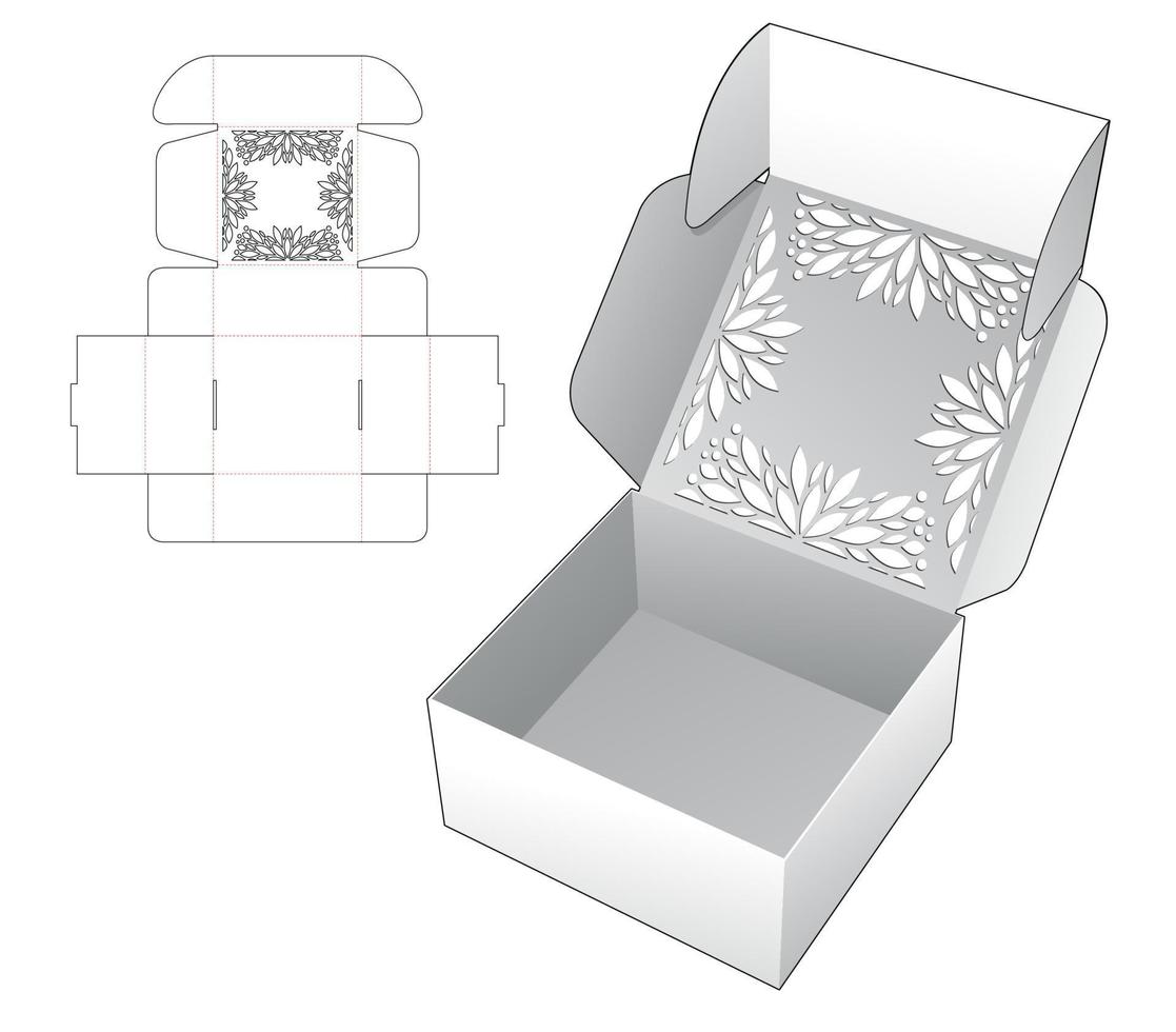 modèle de découpe de boîte pliante au pochoir et maquette 3d vecteur