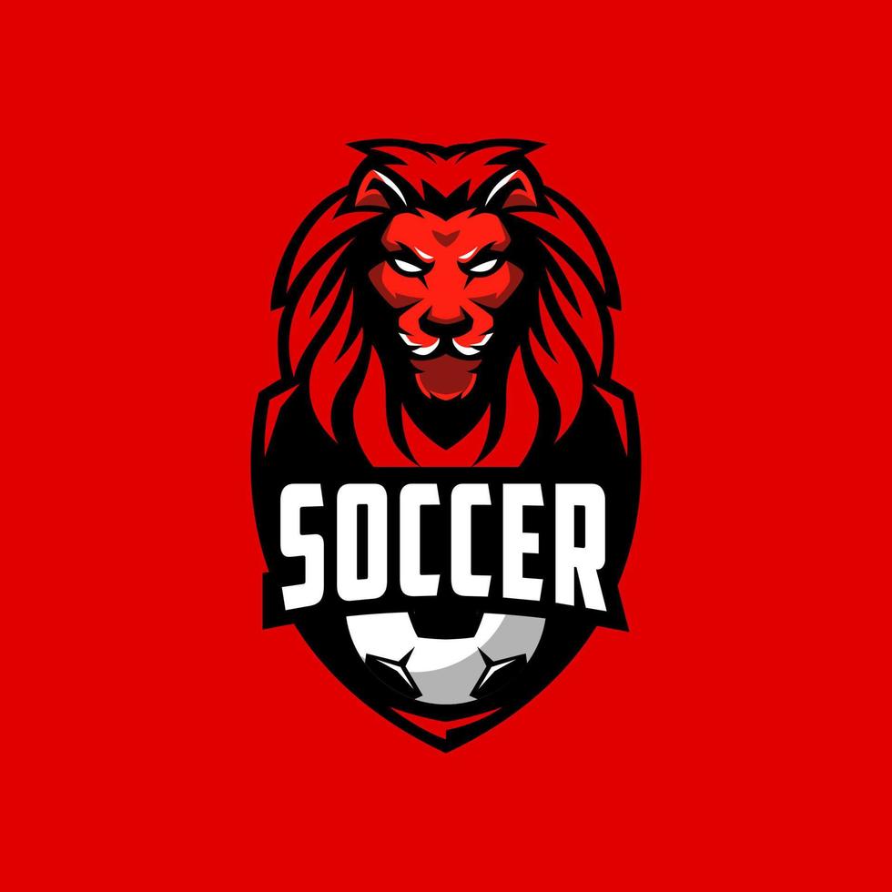 création de logo de lion de football vecteur
