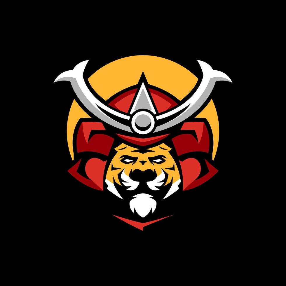 modèles de logo de mascotte de samouraï tigre vecteur