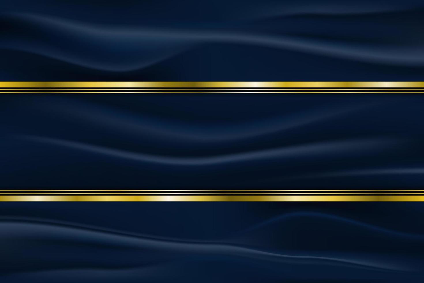 bordure dorée de luxe sur tissu froissé avec fond rayé bleu foncé. illustration vectorielle vecteur