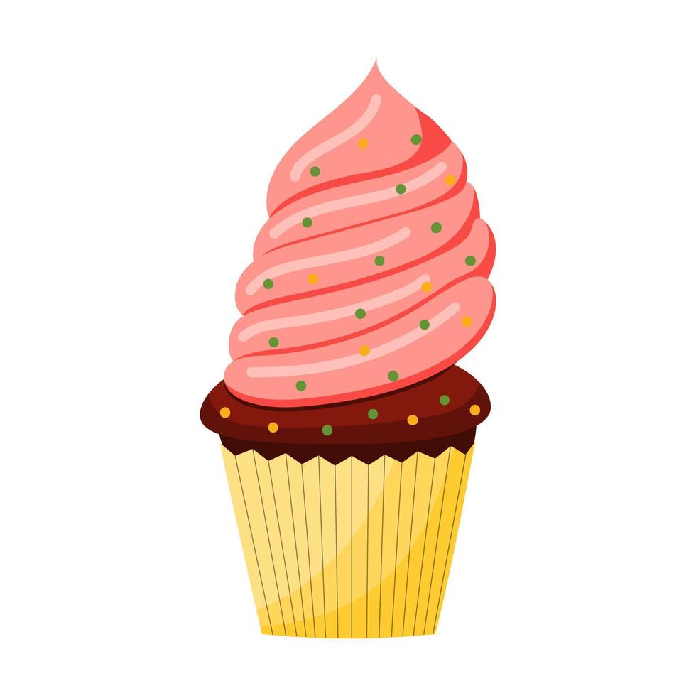 illustration d'un cupcake à la crème, illustration vectorielle sur fond blanc. vecteur