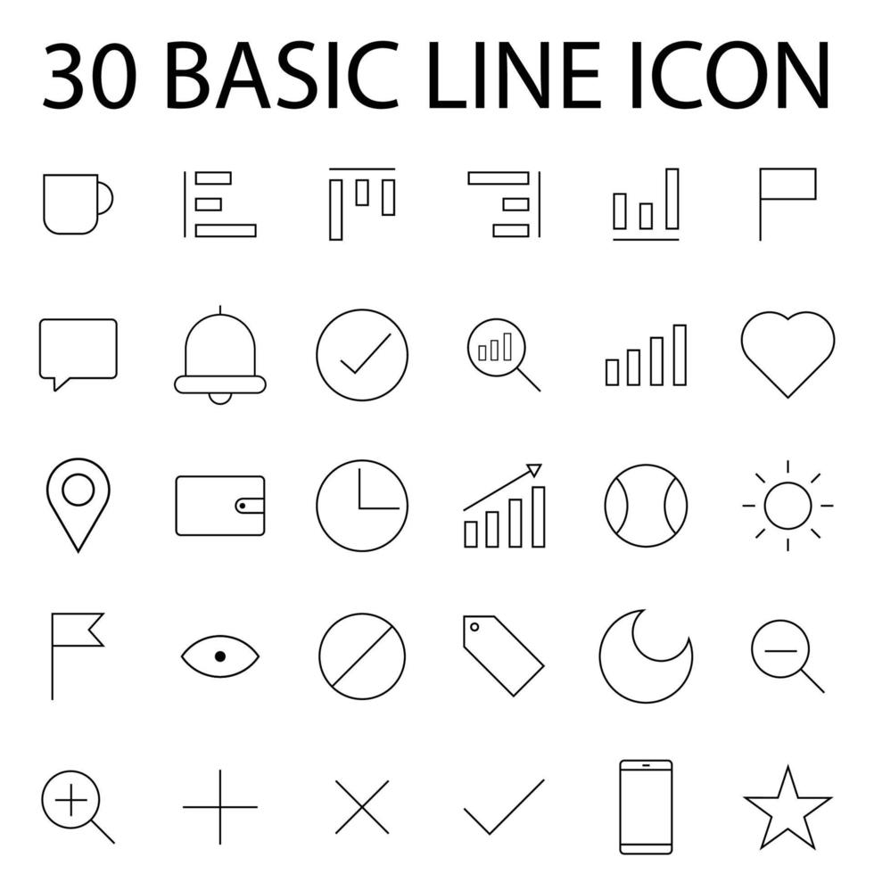 jeu d'icônes de ligne de base vecteur