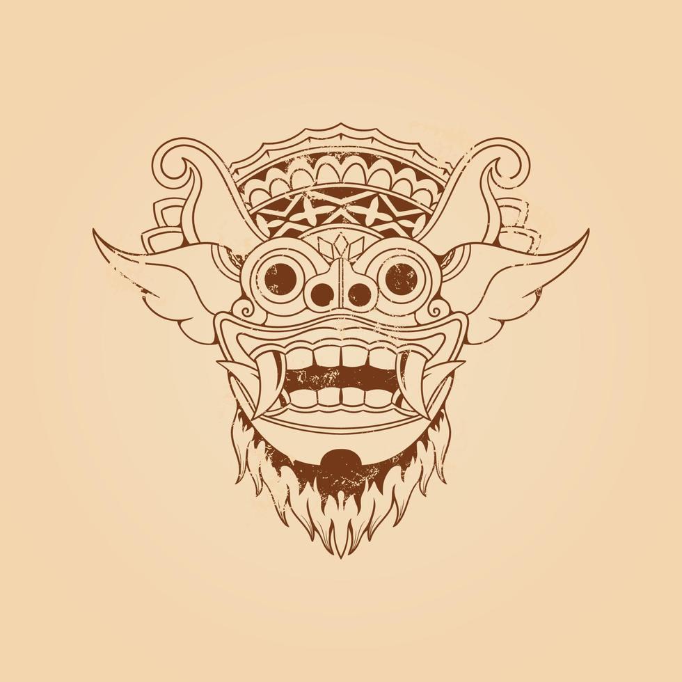 illustration vectorielle de texture grunge masque barong balinais vecteur