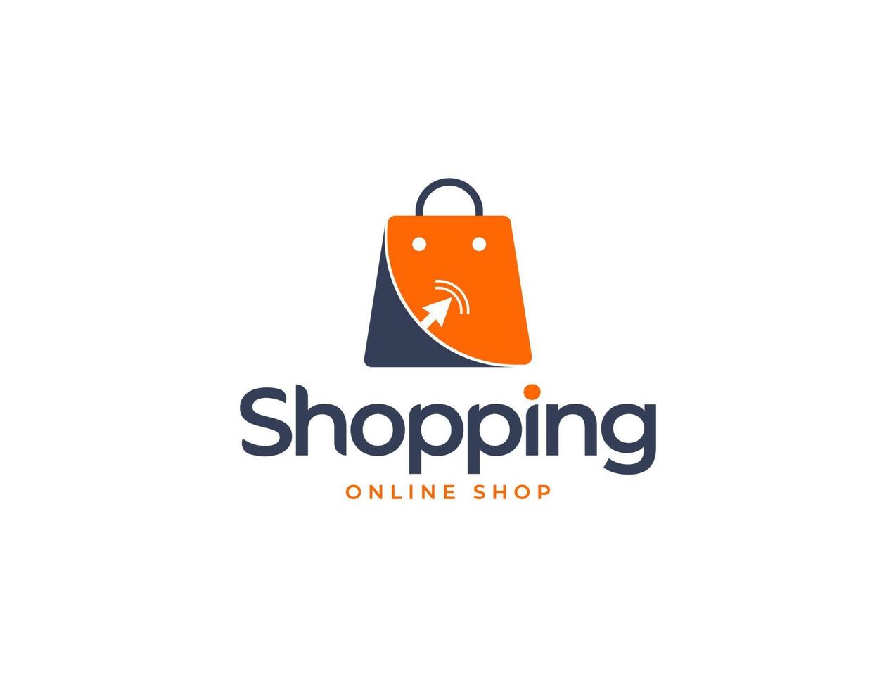 logo de boutique en ligne moderne avec illustration de sac à provisions vecteur