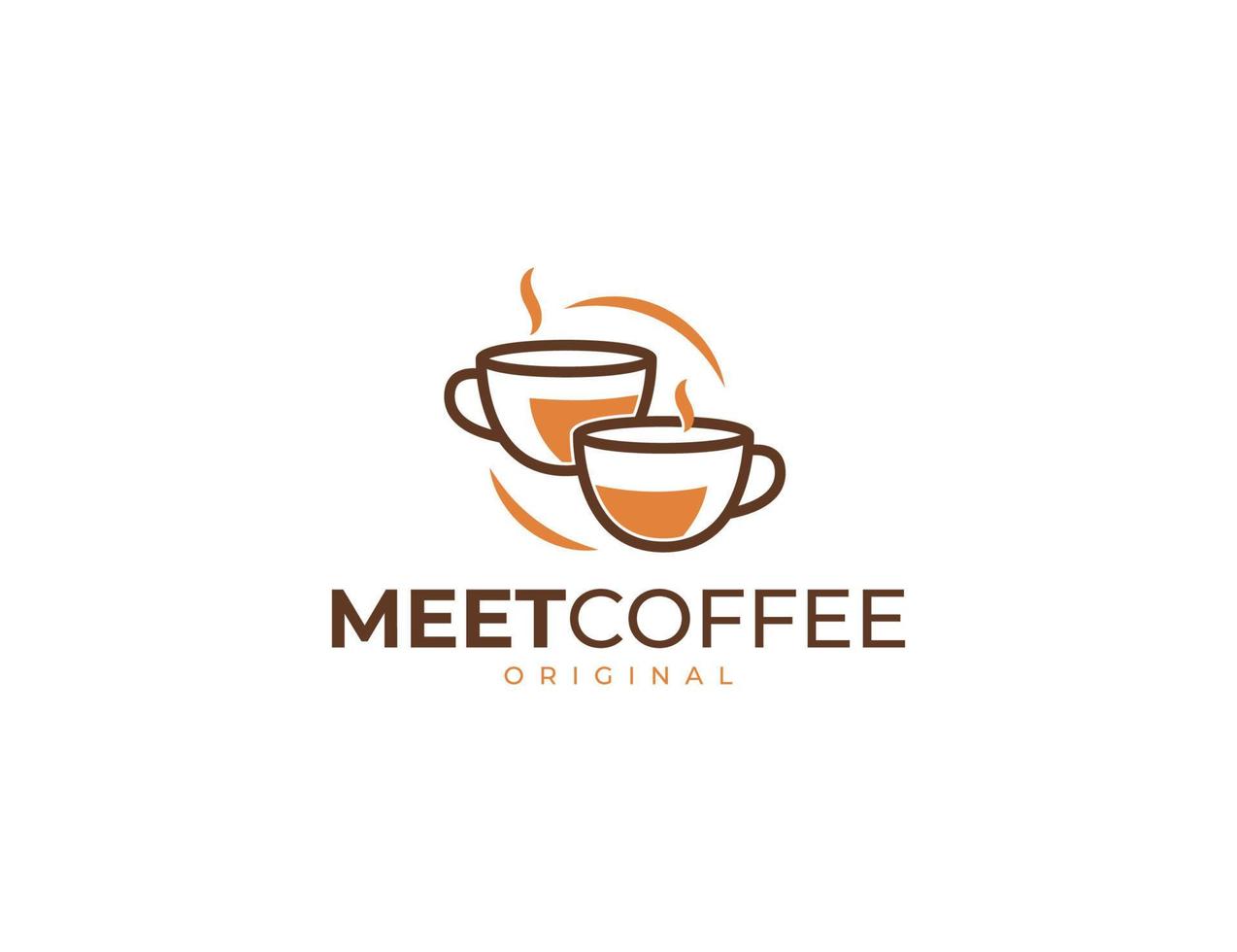 logo de café chaud avec illustration de tasse vecteur