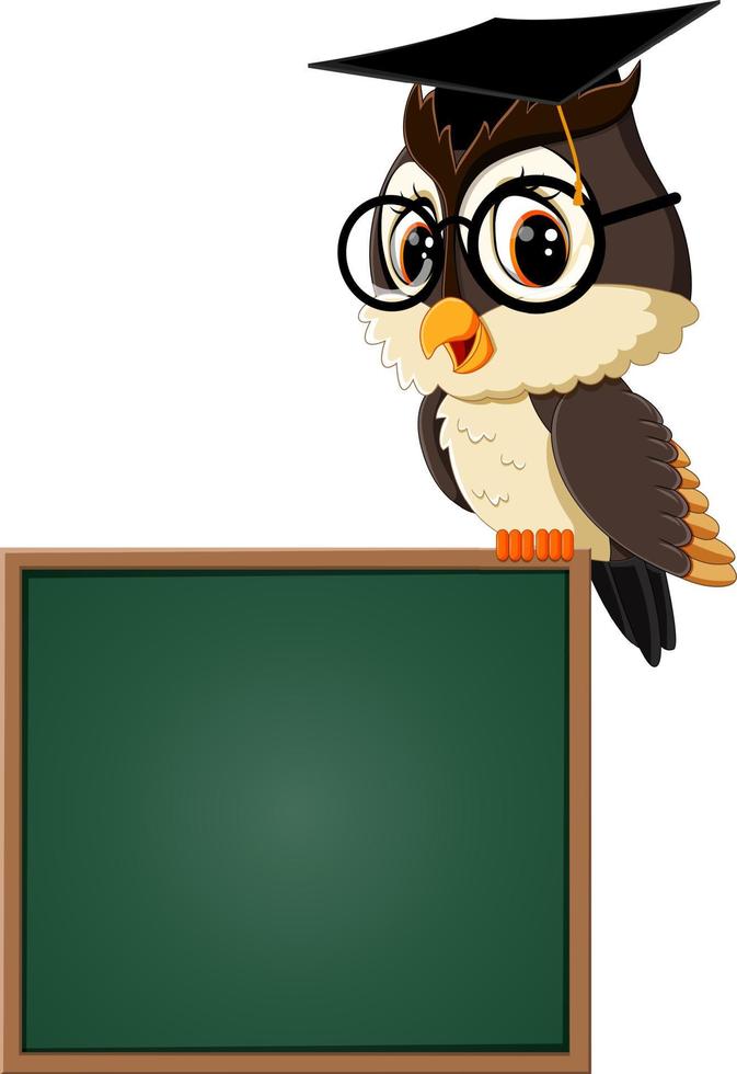 illustration du professeur de hibou au tableau noir vecteur