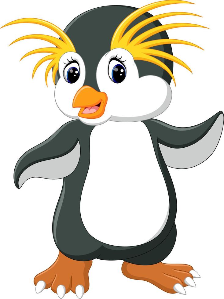 heureux, dessin animé, pingouin, rockhopper vecteur