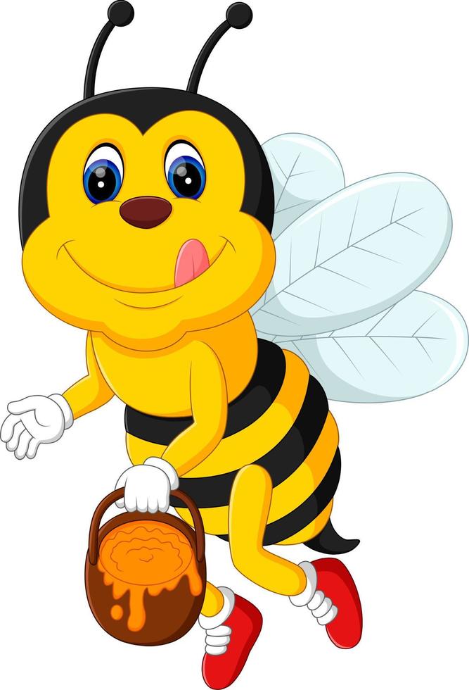 dessin animé mignon abeille volant d'illustration vecteur