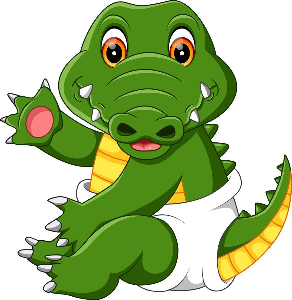 illustration de dessin animé mignon bébé crocodile vecteur