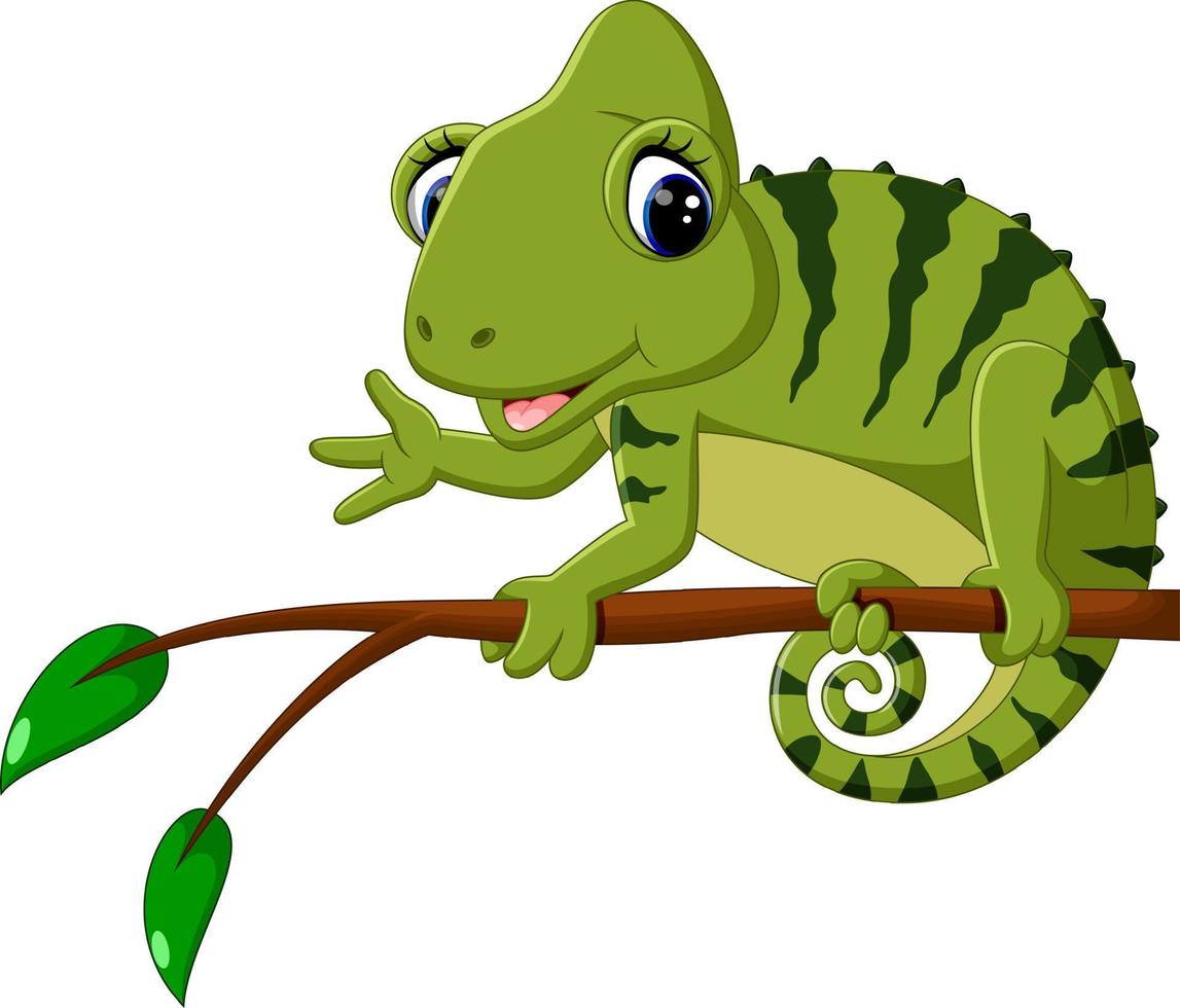 dessin animé mignon caméléon vecteur