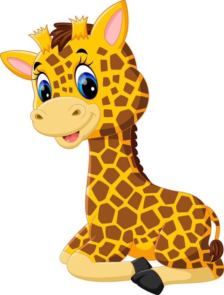 dessin animé mignon girafe d'illustration vecteur