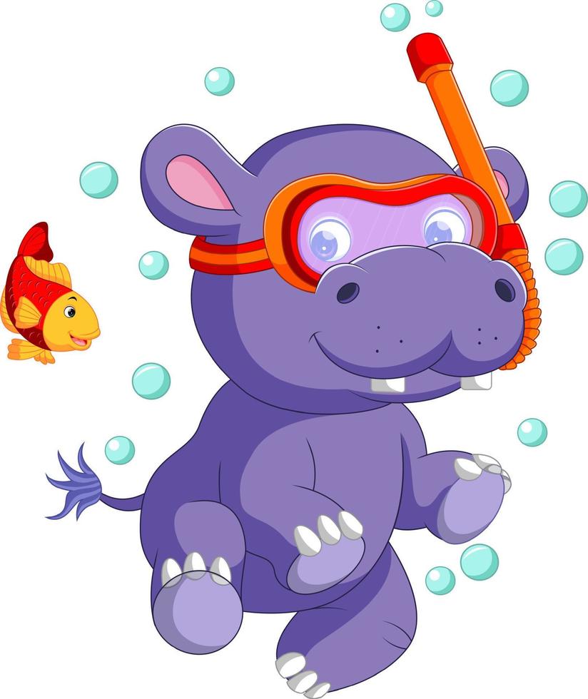 dessin animé mignon bébé hippopotame vecteur