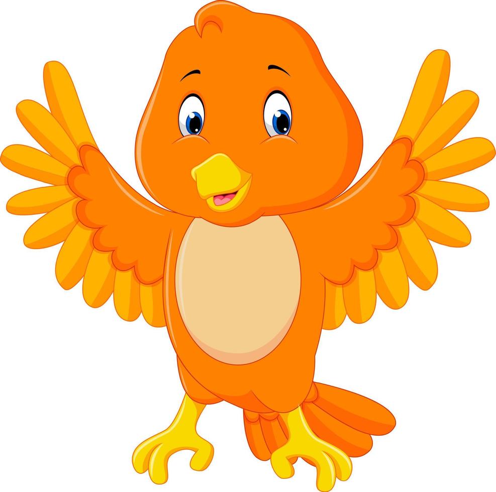 dessin animé mignon oiseau orange vecteur