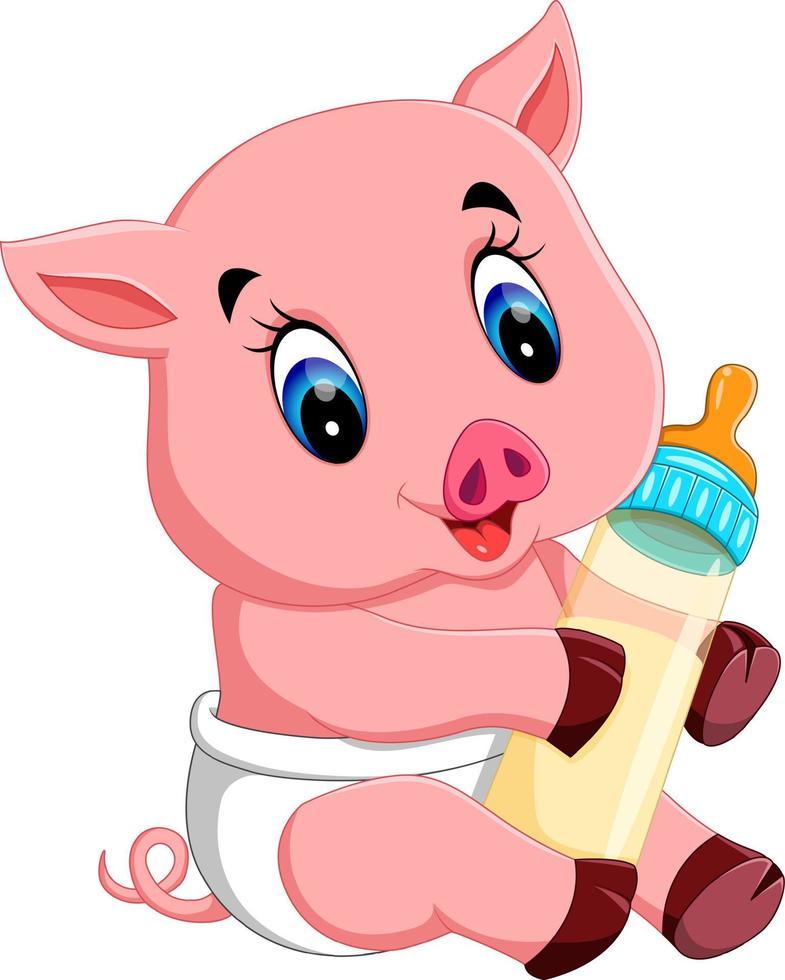 illustration de dessin animé mignon bébé cochon vecteur