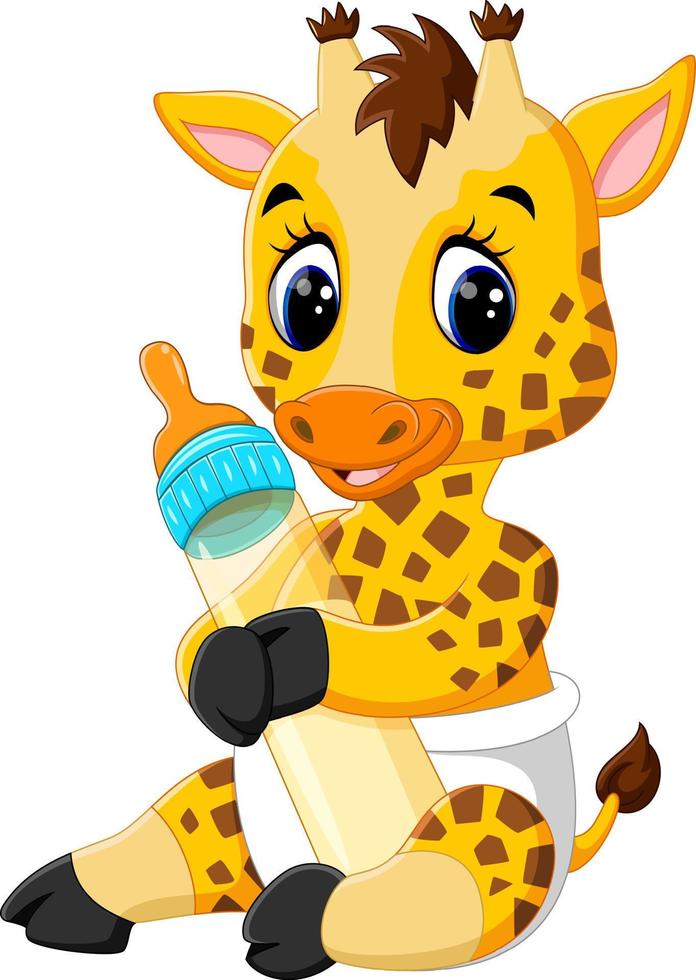 dessin animé mignon girafe d'illustration vecteur