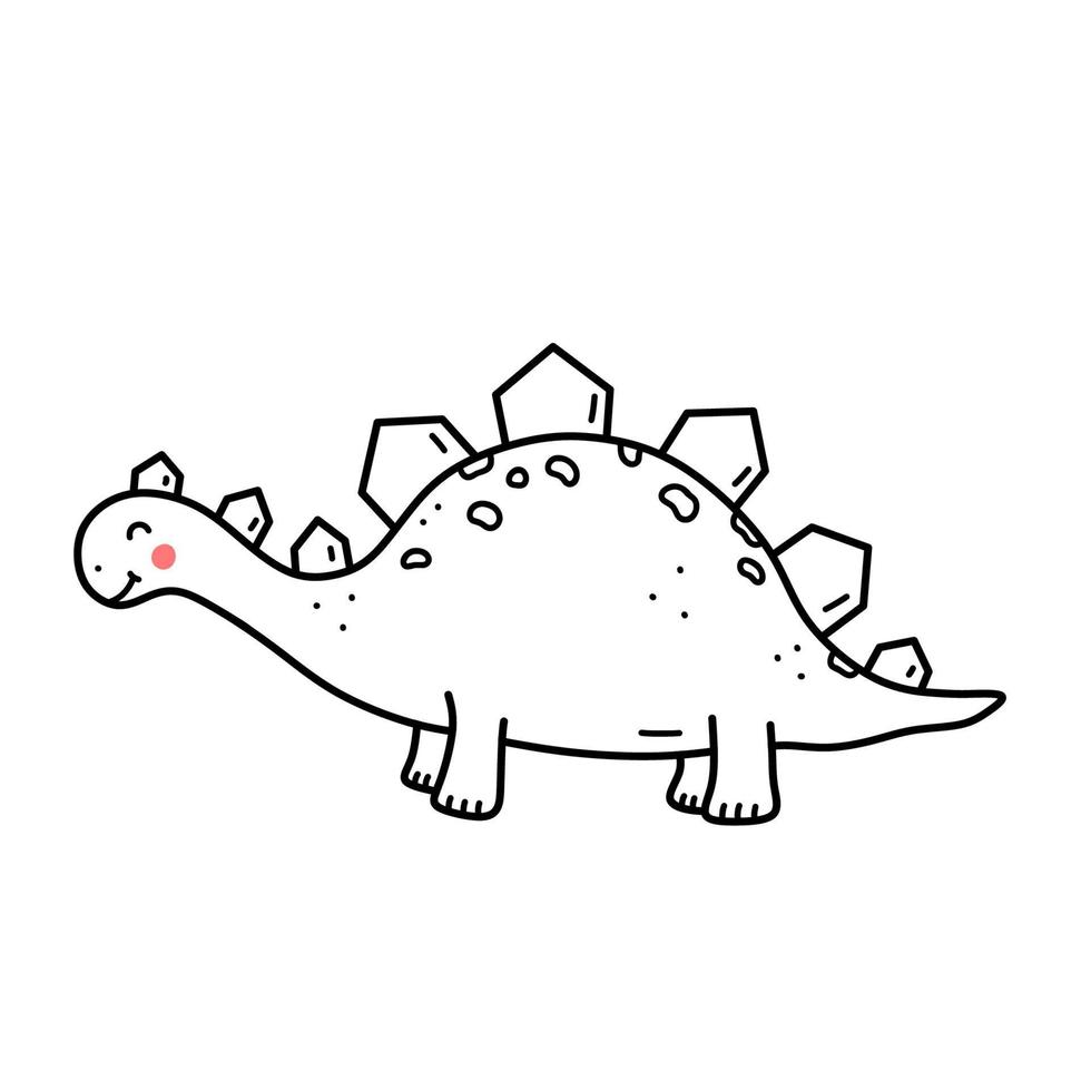 mignon dinosaure souriant isolé sur fond blanc. illustration vectorielle dessinée à la main dans un style doodle. parfait pour les cartes, logo, décorations. personnage de dessin animé. vecteur