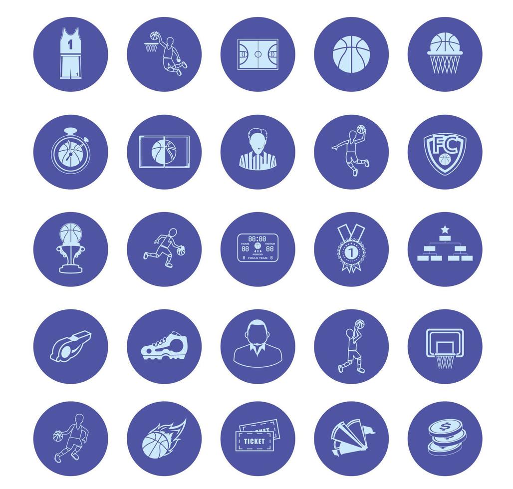 groupe d'icônes de basket-ball set.winner concept. vecteur