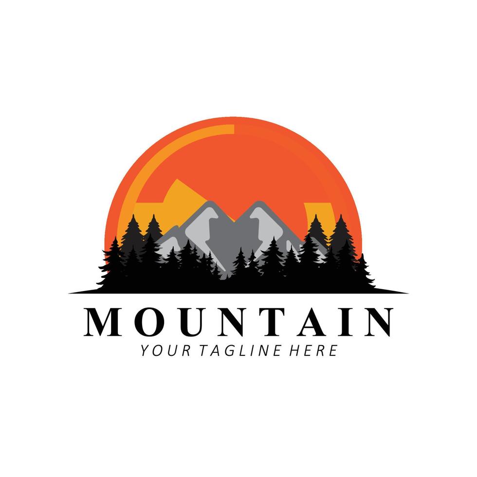 création de logo de montagne, lieu de vecteur pour randonneur amoureux de la nature