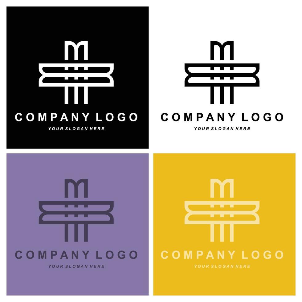 logo de la lettre m, conception des initiales de la marque de l'entreprise, illustration vectorielle de sérigraphie autocollant vecteur