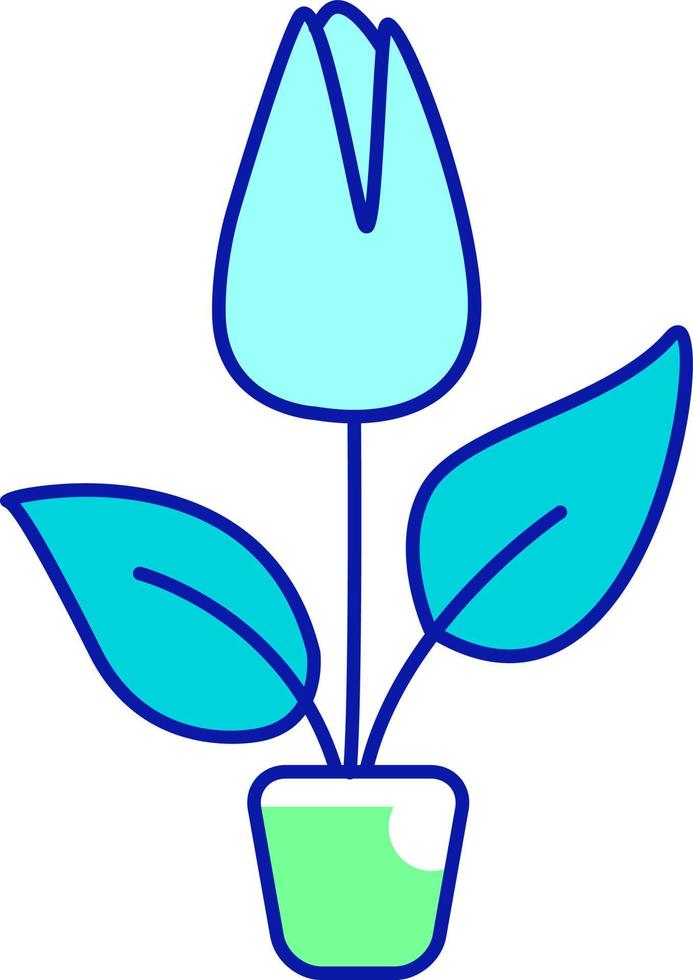 tulipe florissante en élément de vecteur de couleur semi plat pot