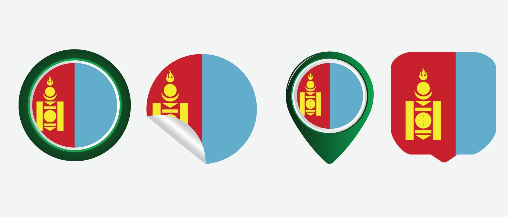 icône du drapeau de la mongolie. jeu d'icônes Web. collection d'icônes à plat. illustration vectorielle simple. vecteur