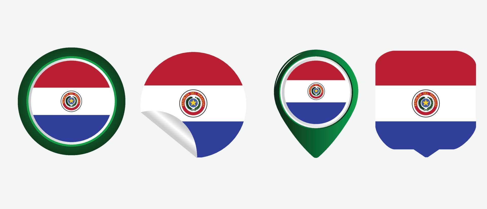drapeau paraguayen. icône plate symbole illustration vectorielle vecteur