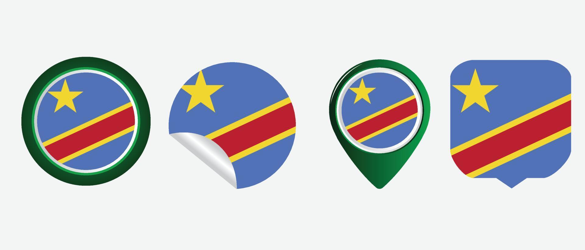 drapeau de la république démocratique du congo. icône plate symbole illustration vectorielle vecteur