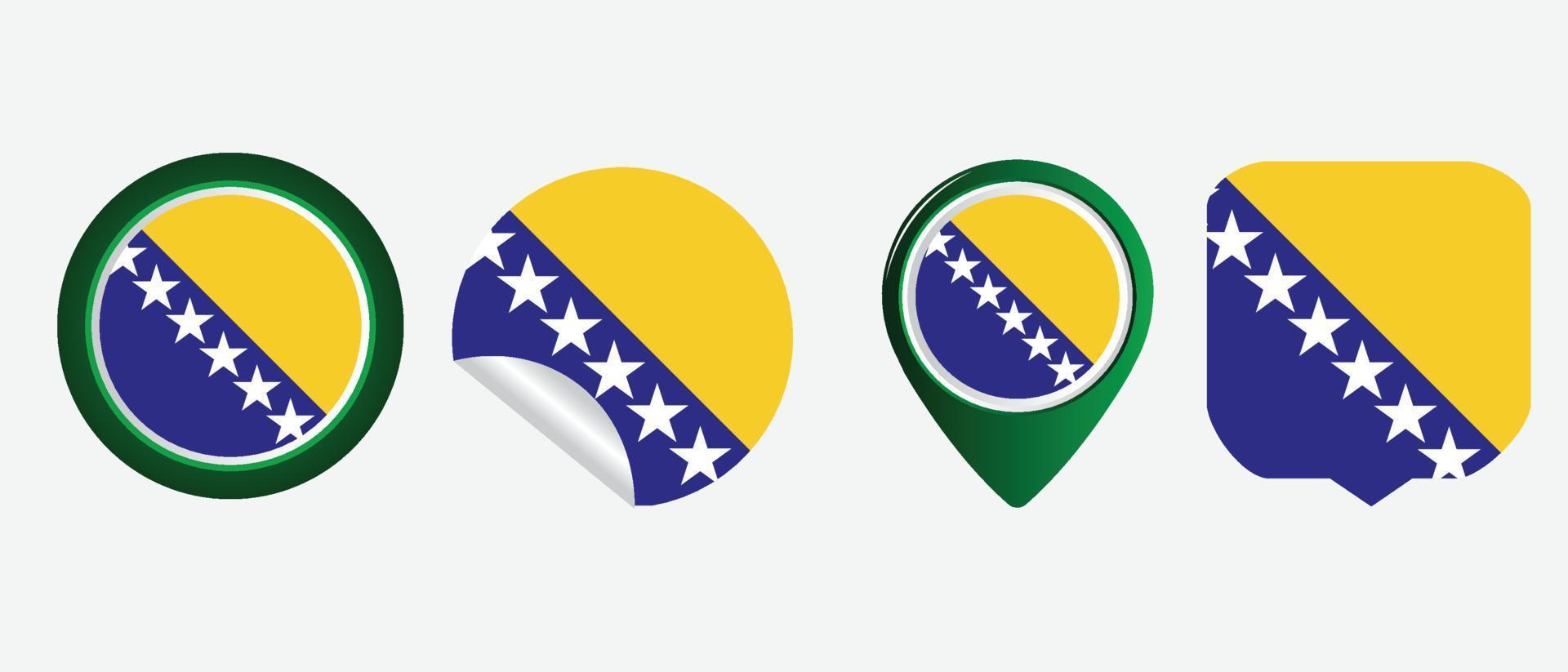 drapeau bosnie-herzégovine. icône plate symbole illustration vectorielle vecteur