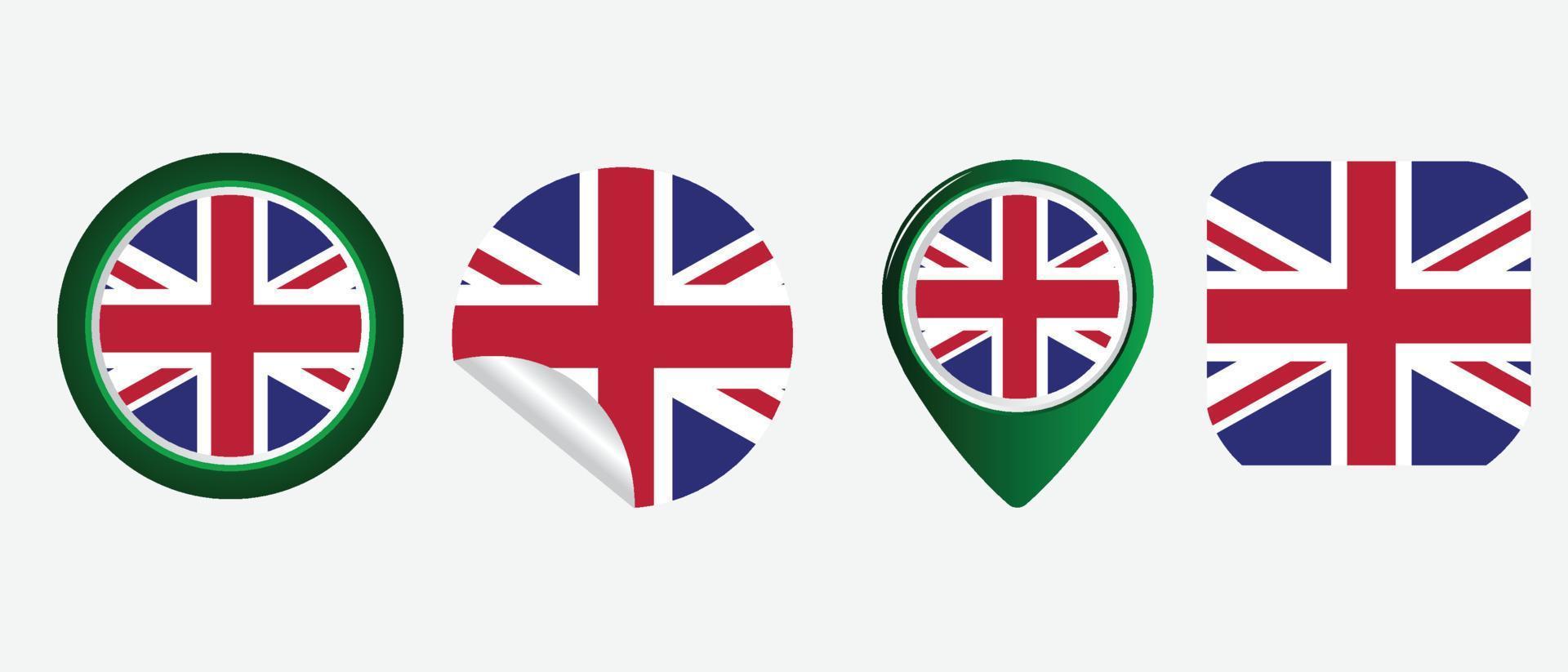 drapeau du Royaume-Uni. icône plate symbole illustration vectorielle vecteur