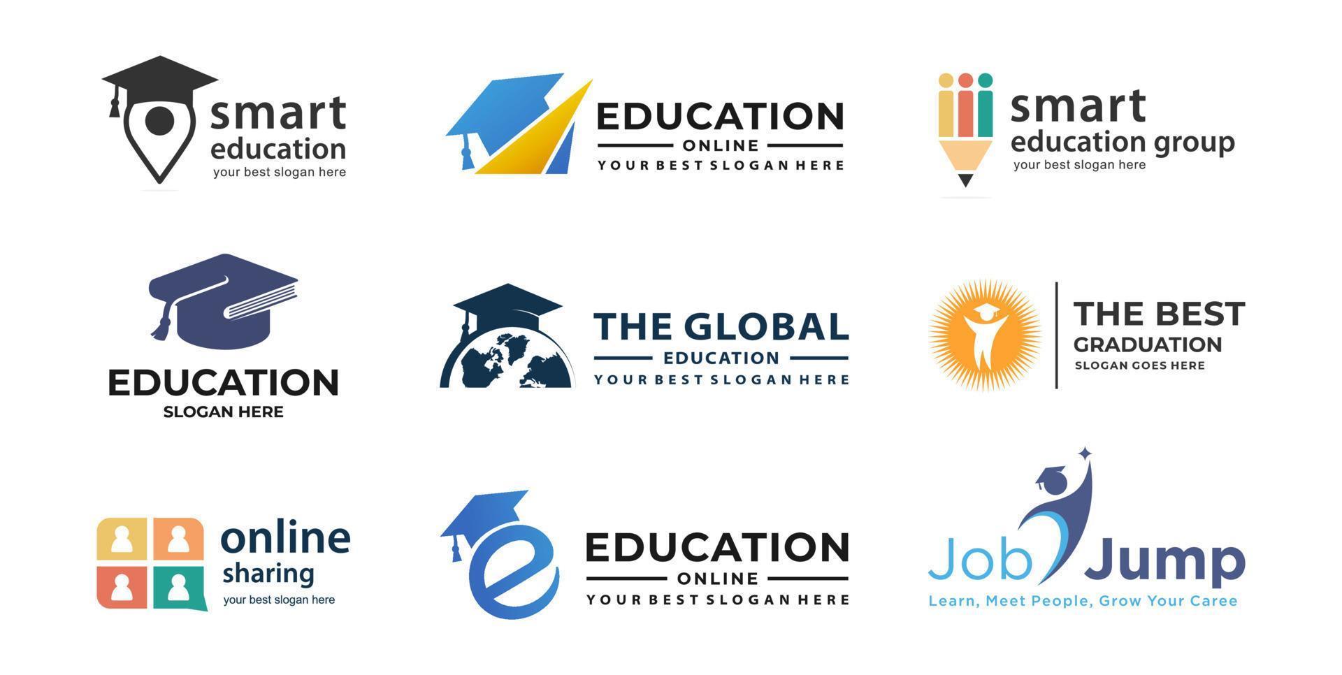 meilleure collection de logos éducatifs, modèle parfait pour une entreprise de catégorie éducation vecteur