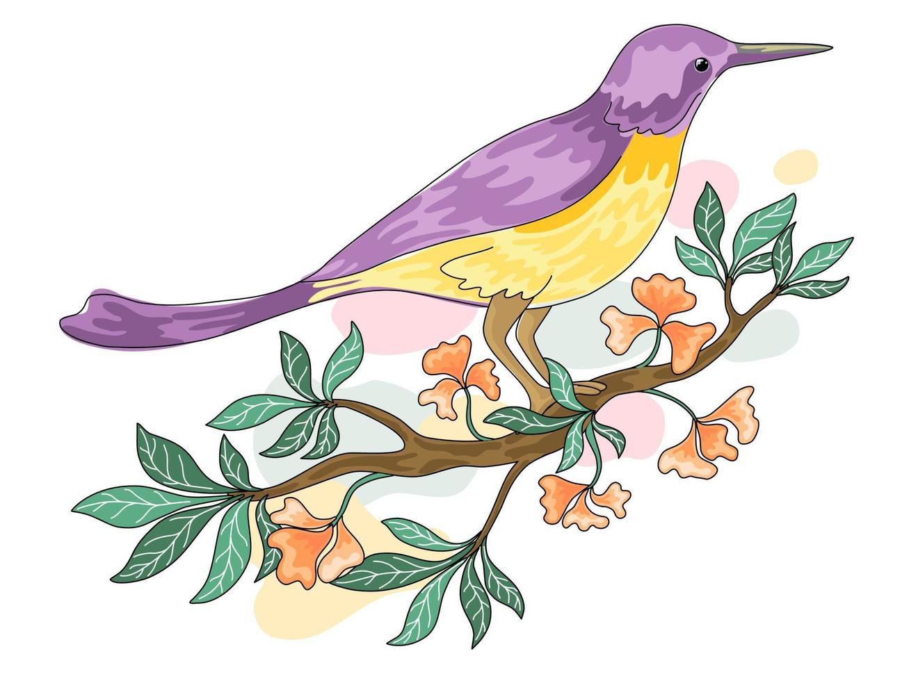 illustration vectorielle d'oiseau conçue dans un style doodle. sur fond blanc pour cartes, cartes postales, motifs de t-shirts, motifs de tissus, décorations, sacs et plus encore. vecteur