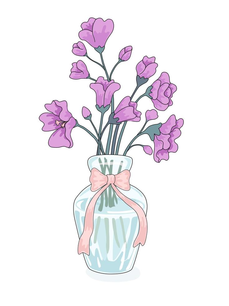 collection d'illustrations vectorielles de vase à fleurs conçue dans un style doodle sur fond blanc pour la carte, l'impression numérique, la conception de t-shirts, le sac, le motif de vêtements, l'artisanat, etc. vecteur